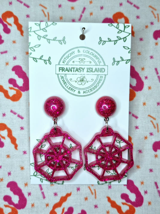 Cerise Glitter Spiderwebs