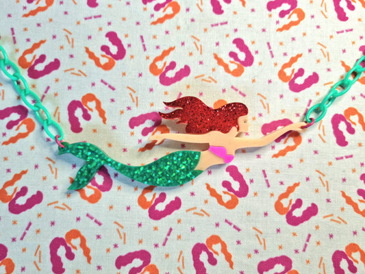 Swimming Mermaid Necklace