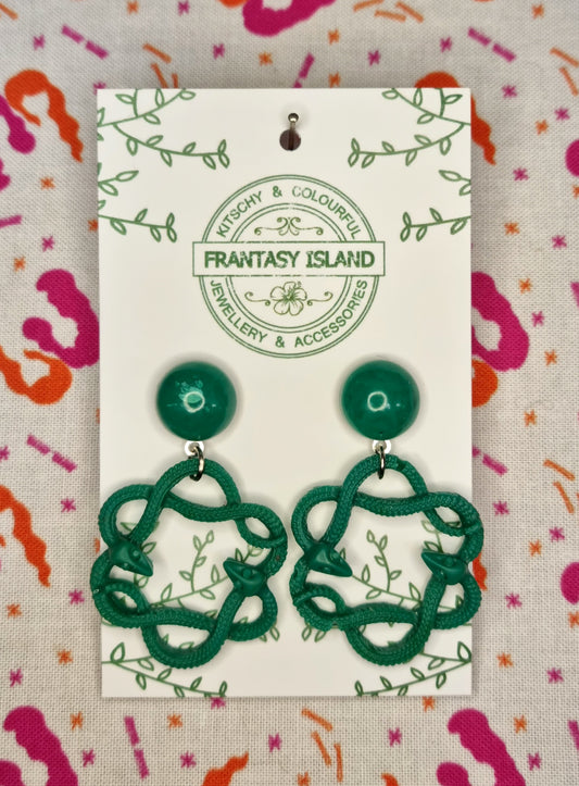 Teal Green Snake Hoops