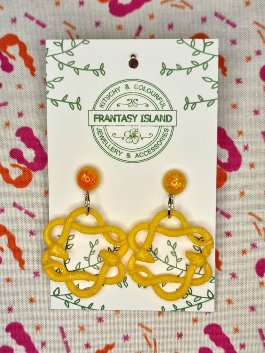 Yellow Glitter Snake Hoops