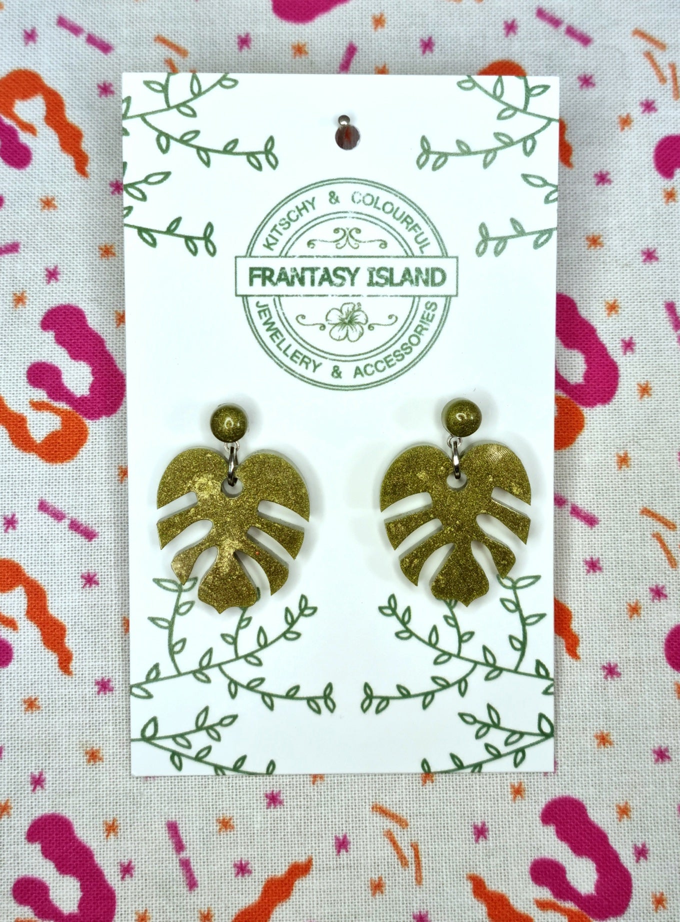 Small Olive Green Marbled Monstera Leaves