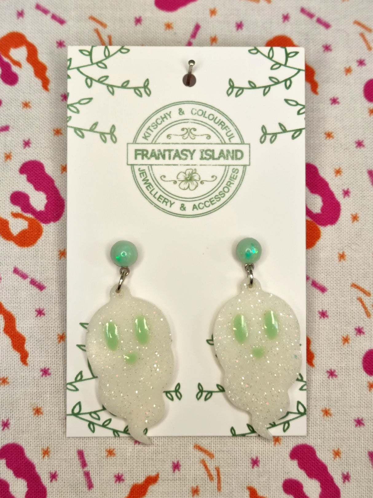 Mint & White Kawaii Ghosts