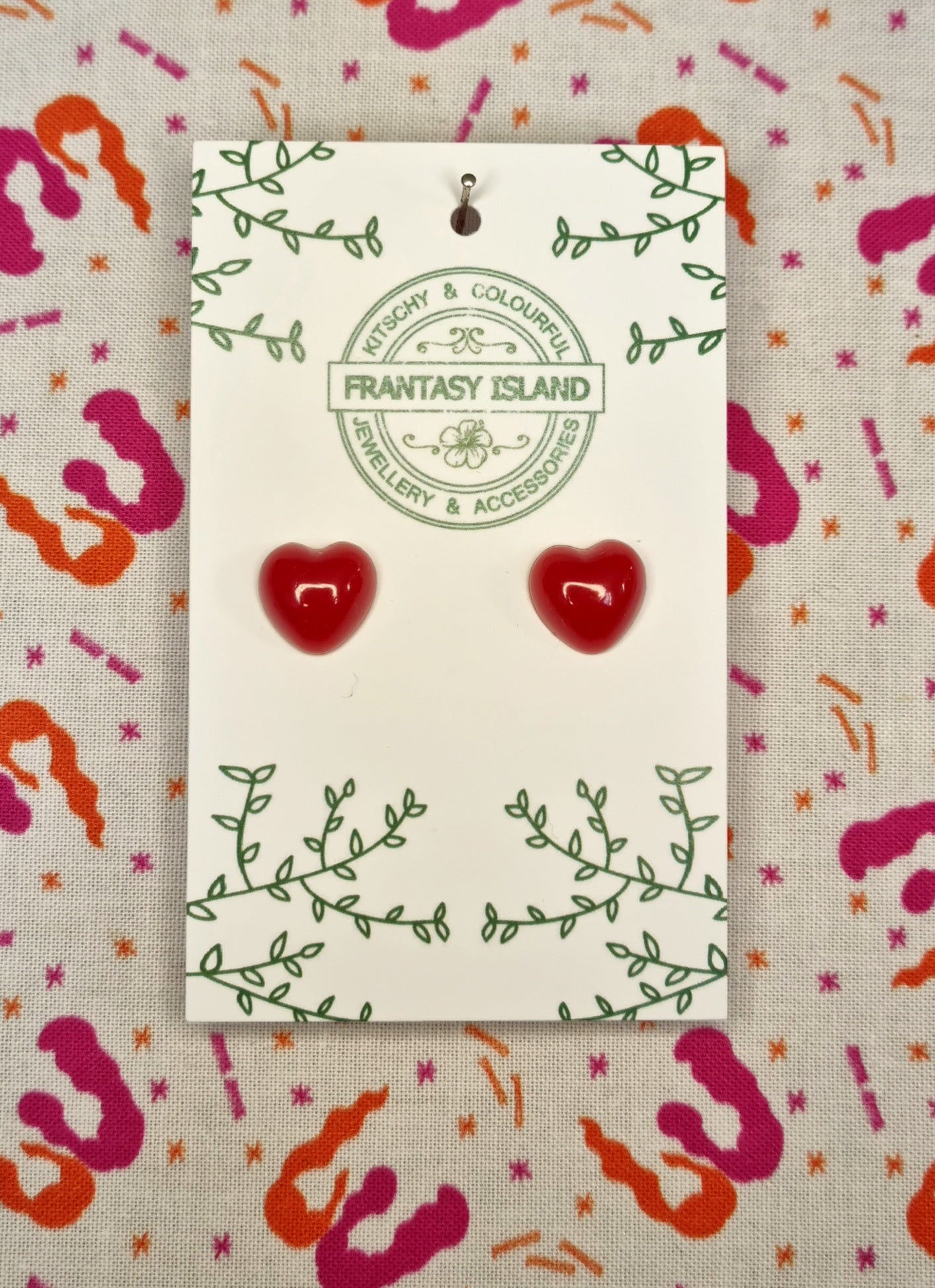 Red Heart Dome Studs