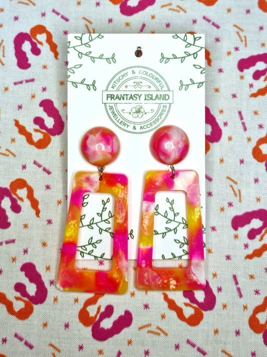 White, Orange & Pink Marbled Rectangles