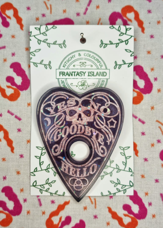 Baby Pink & Black Planchette Brooch