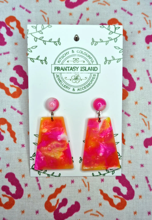 White, Orange & Pink Marbled Rectangles