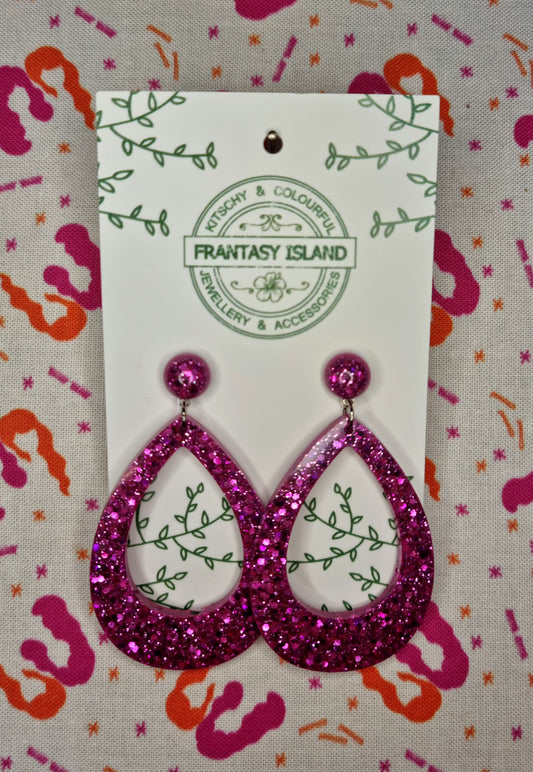 Soft Purple Glitter Teardrops