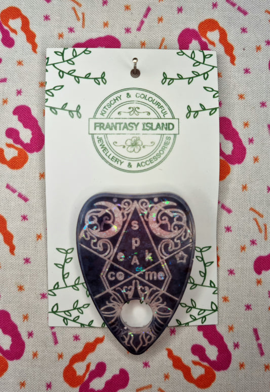 Baby Pink & Black Planchette Brooch