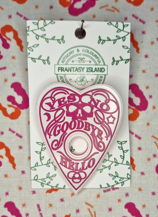 Pink & White Planchette Brooch