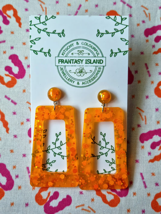 Orange Glitter Oblong Drops