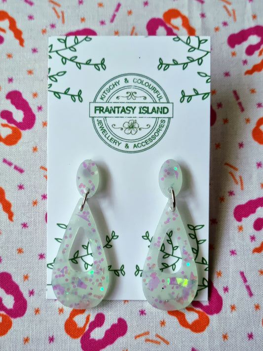 Iridescent Glow Glitter Narrow Teardrops