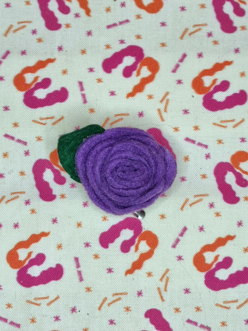 Purple Felt Rose Pin / Hairclip