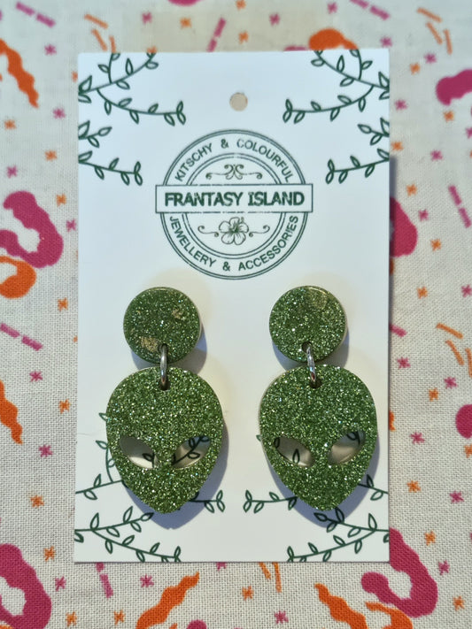 Apple Green Glitter Aliens