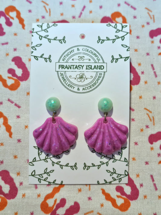 Green & Purple Baroque Shell Drops
