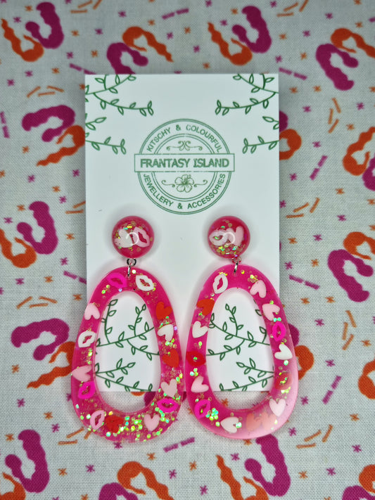 Pink Confetti Heart Teardrops