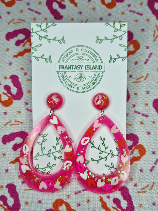 Pink Confetti Heart Teardrops