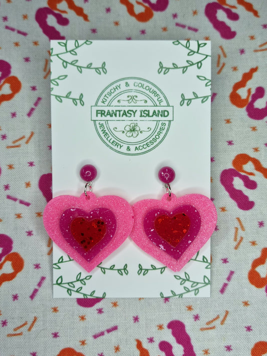 Small Pink & Red Stacked Hearts