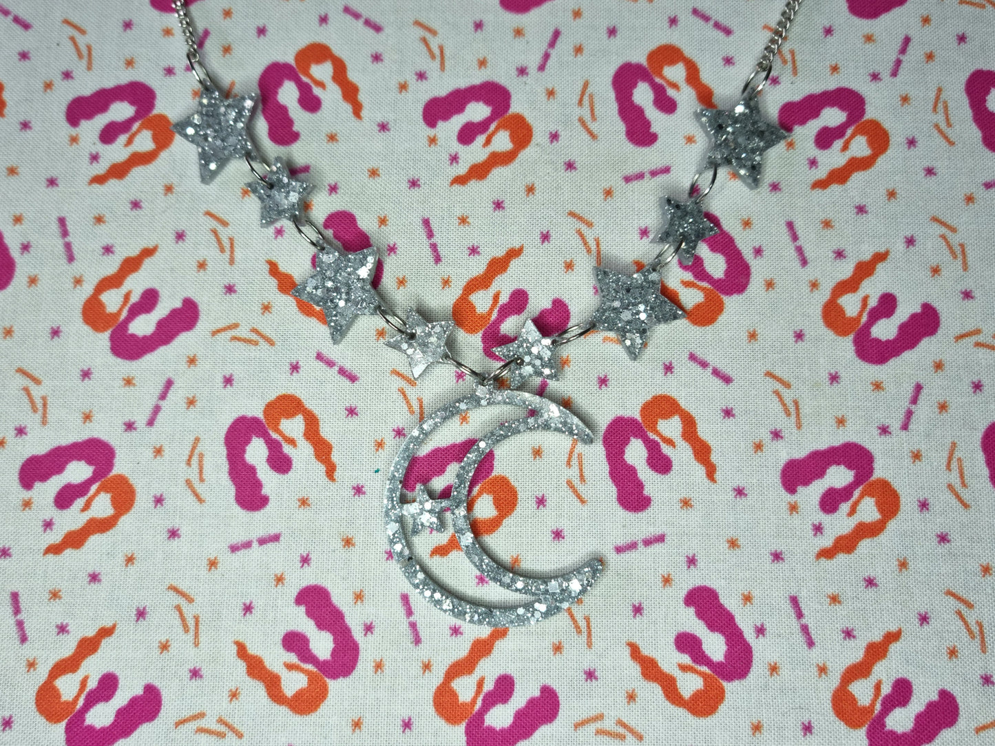 Silver Glitter Night Sky Necklace