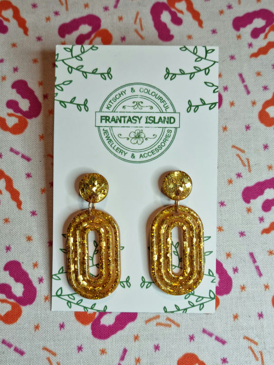Gold Glitter Oval Drops
