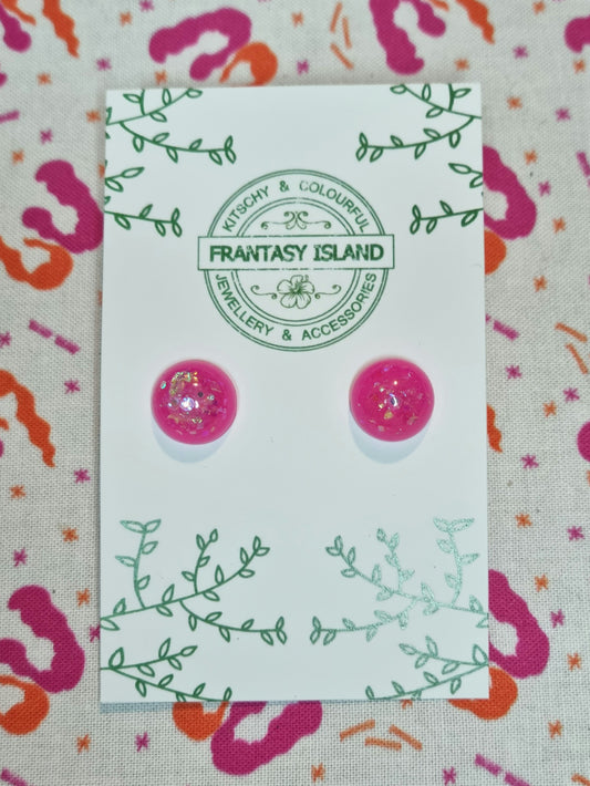 Candy Pink Iridescent Glitter Dome Studs