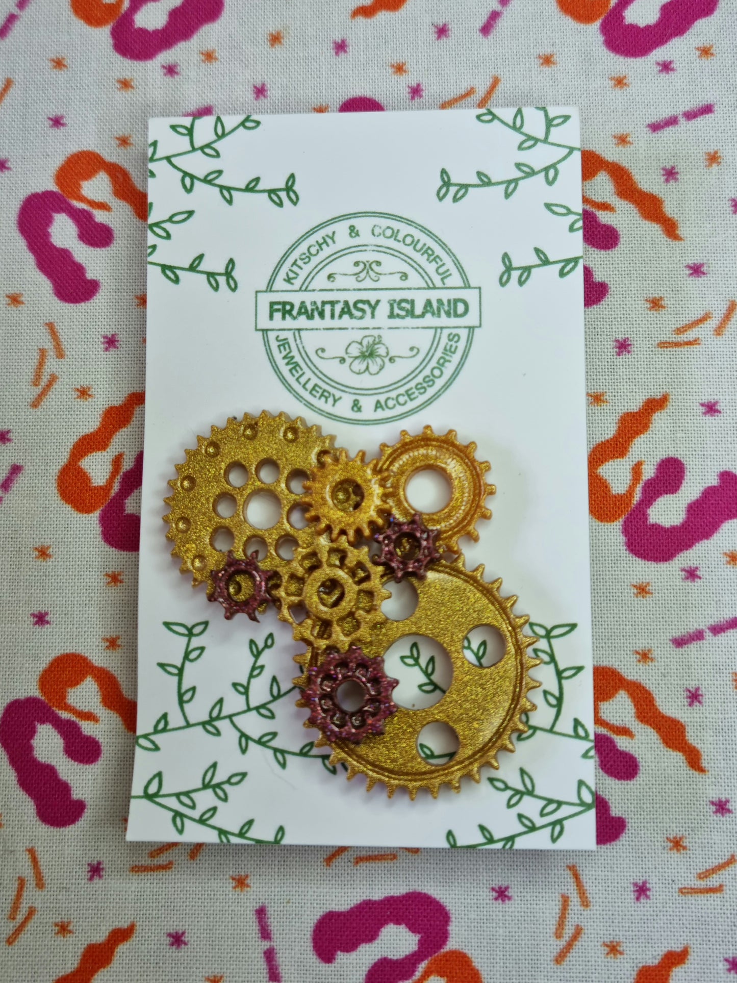 Brown & Gold Gear Pin