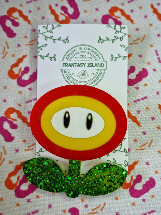 Fire Flower Brooch - Glitter