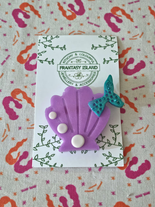 Lavender Shell Brooch