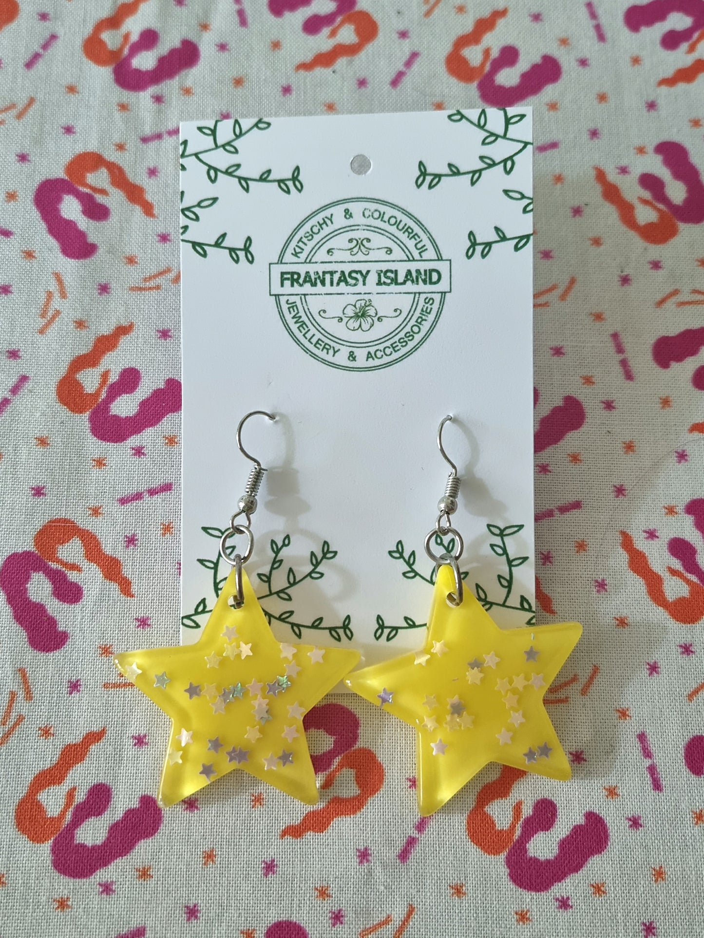Yellow Glitter Star Drops