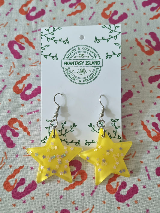 Yellow Glitter Star Drops