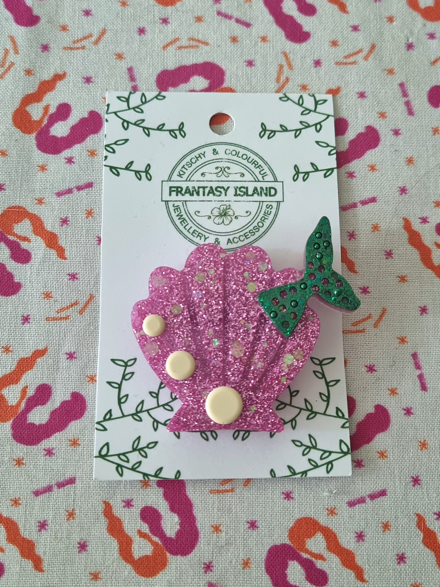 Lilac Glitter Shell Brooch