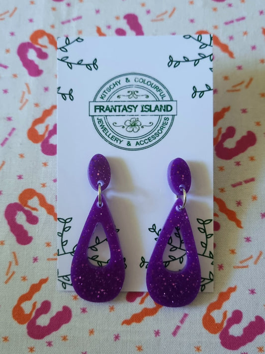 Purple Glitter Narrow Teardrops