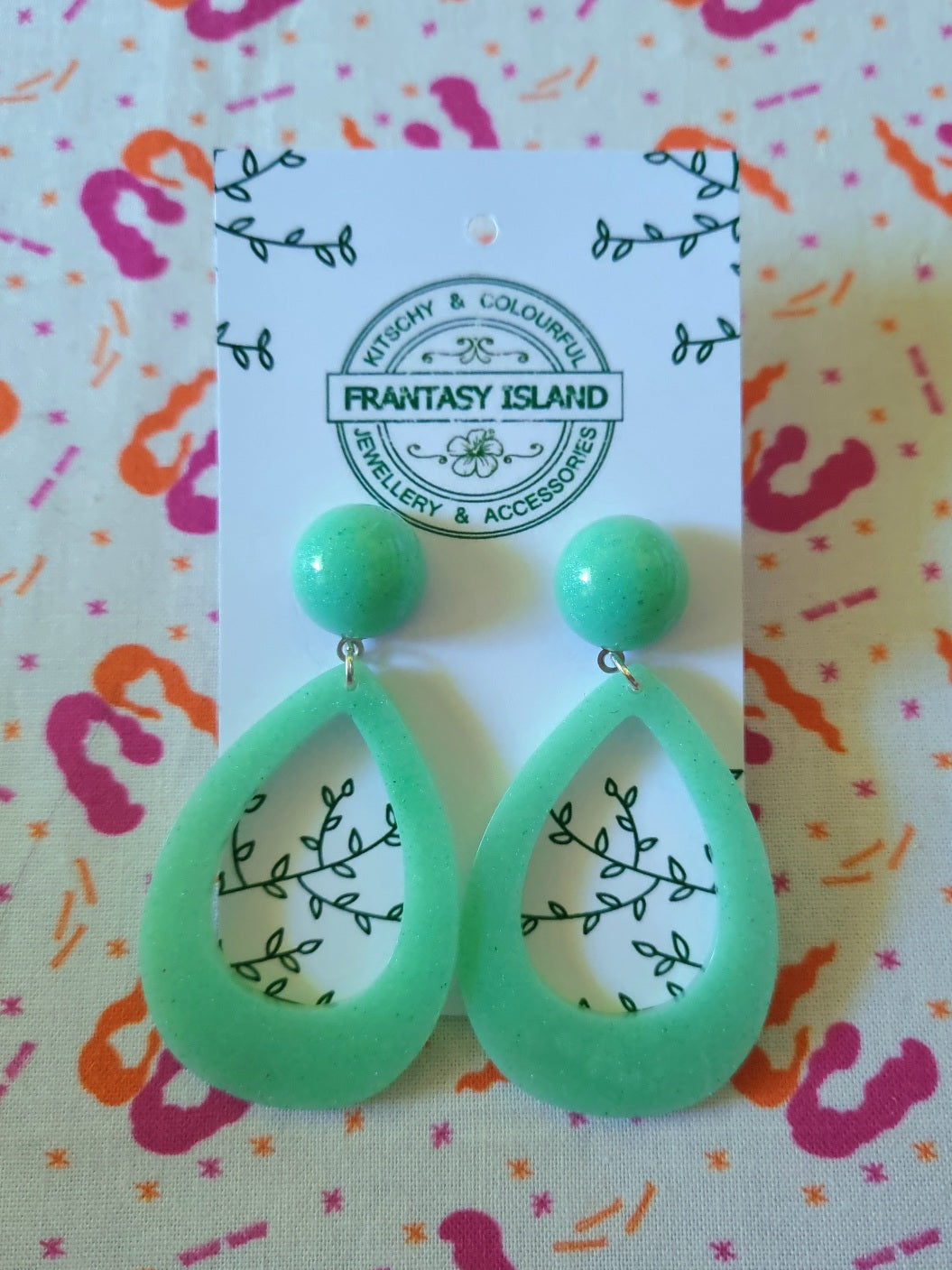 Glossy Mint Teardrops