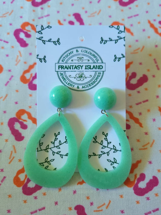 Glossy Mint Teardrops