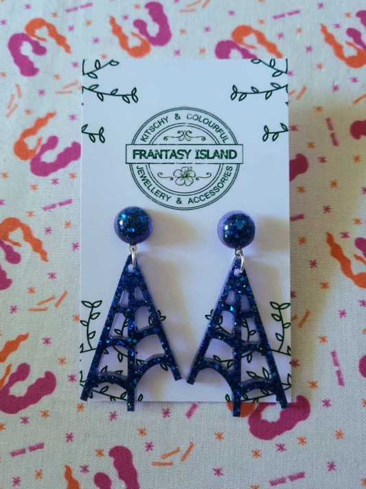 Ocean Blue Glitter Spiderwebs
