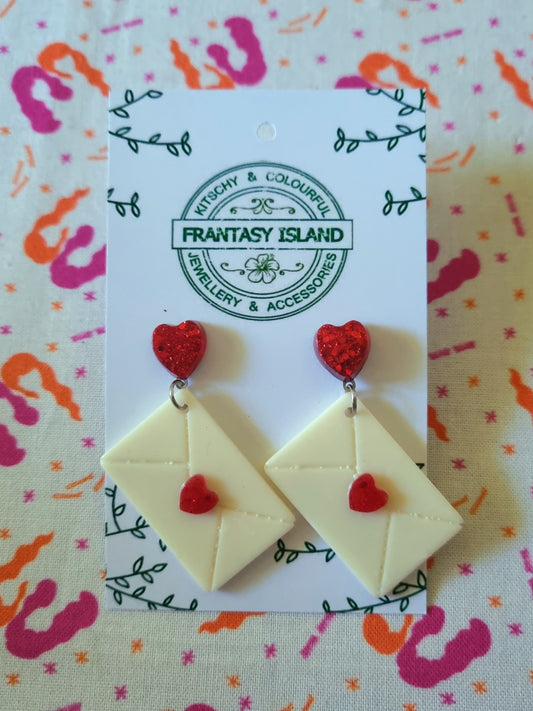 Sealed With a Kiss Earrings - Red Glitter