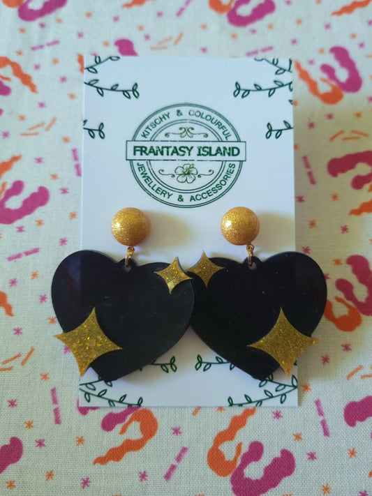 Black & Gold Glitter Hearts