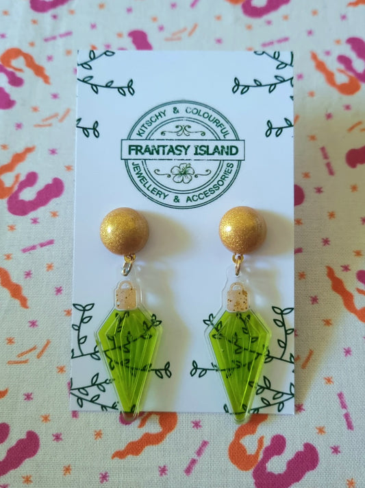 Green Lightbulb Earrings