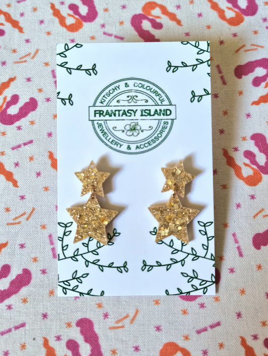 Gold Glitter Star Drops