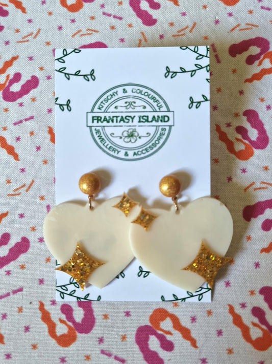 White & Gold Glitter Hearts