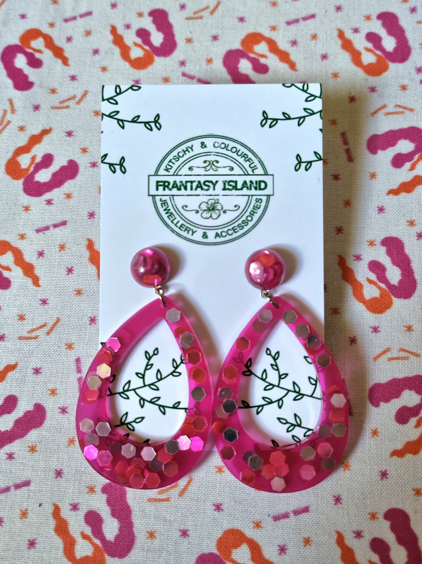 Fuschia Confetti Teardrops
