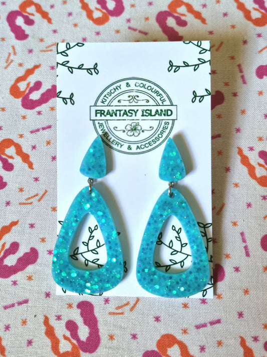 Electric Blue Glitter Teardrops