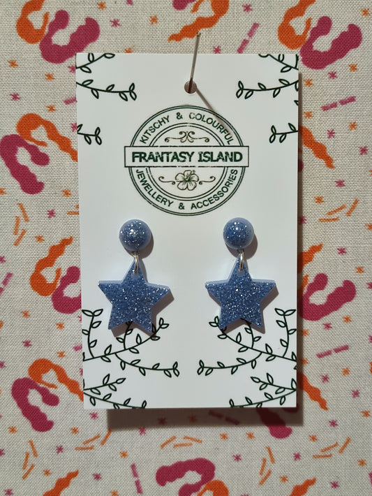 Ice Blue Glitter Star Drops