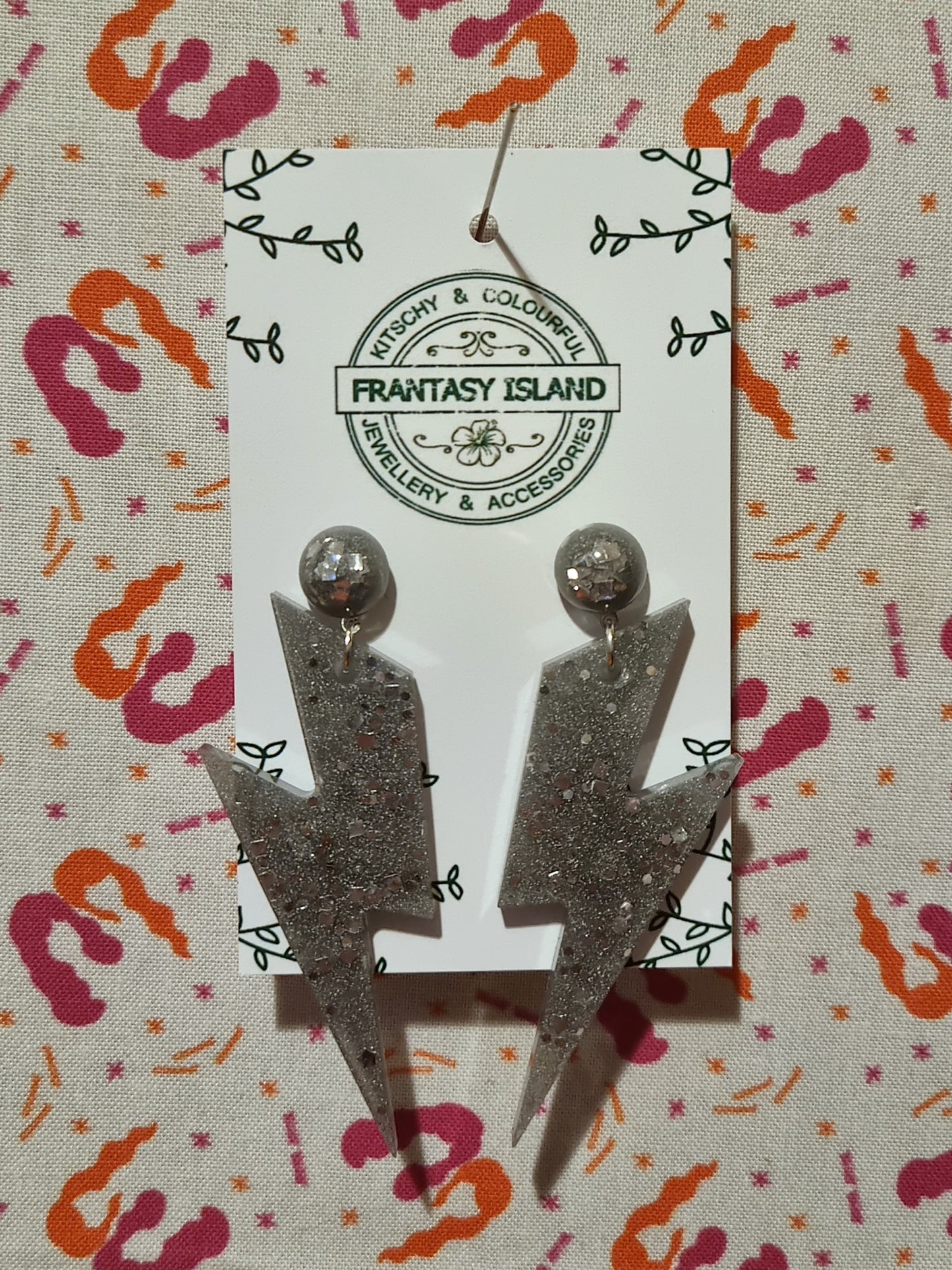 Silver Glitter Large Lightening Bolts