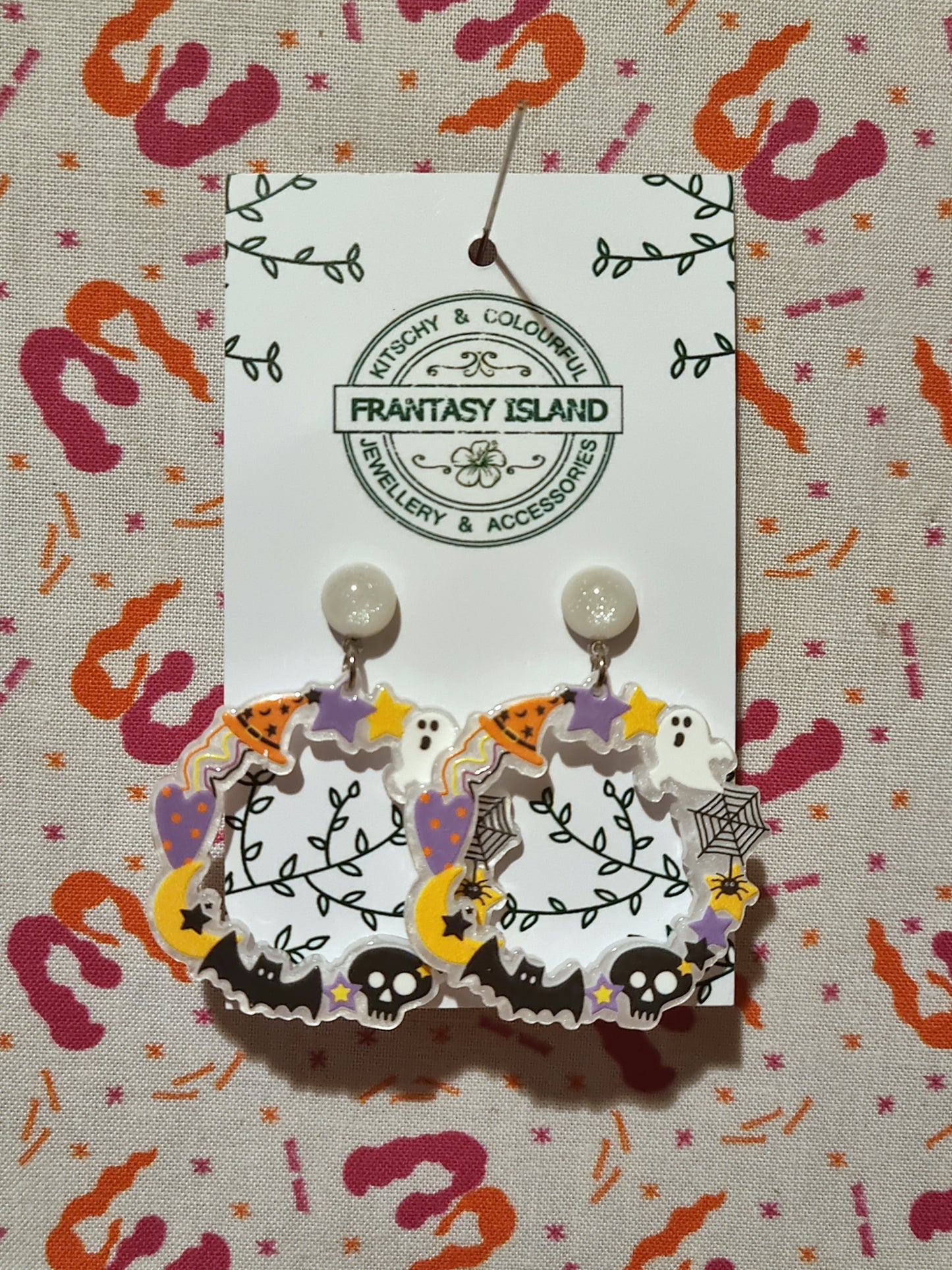 Cutesy Halloween Hoops - White
