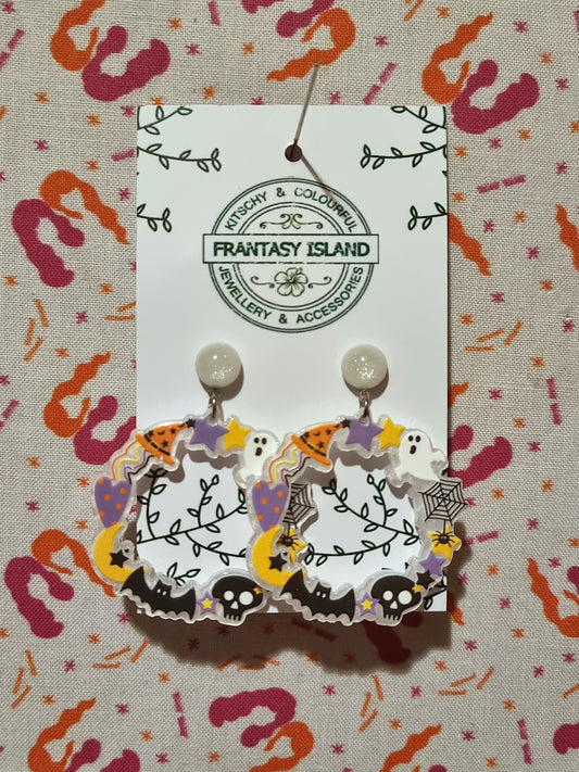 Cutesy Halloween Hoops - White