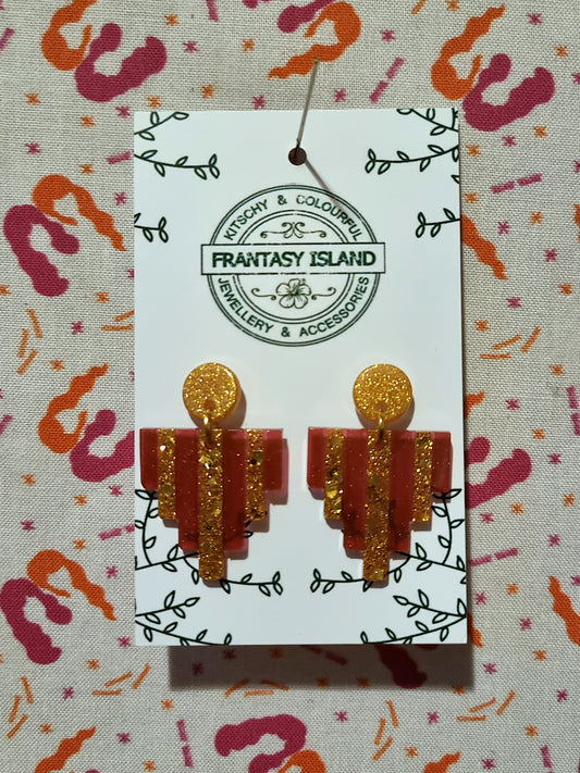 Gold & Burgandy Deco Drops