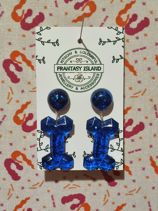 Cobalt Blue Geometric Bone Drops
