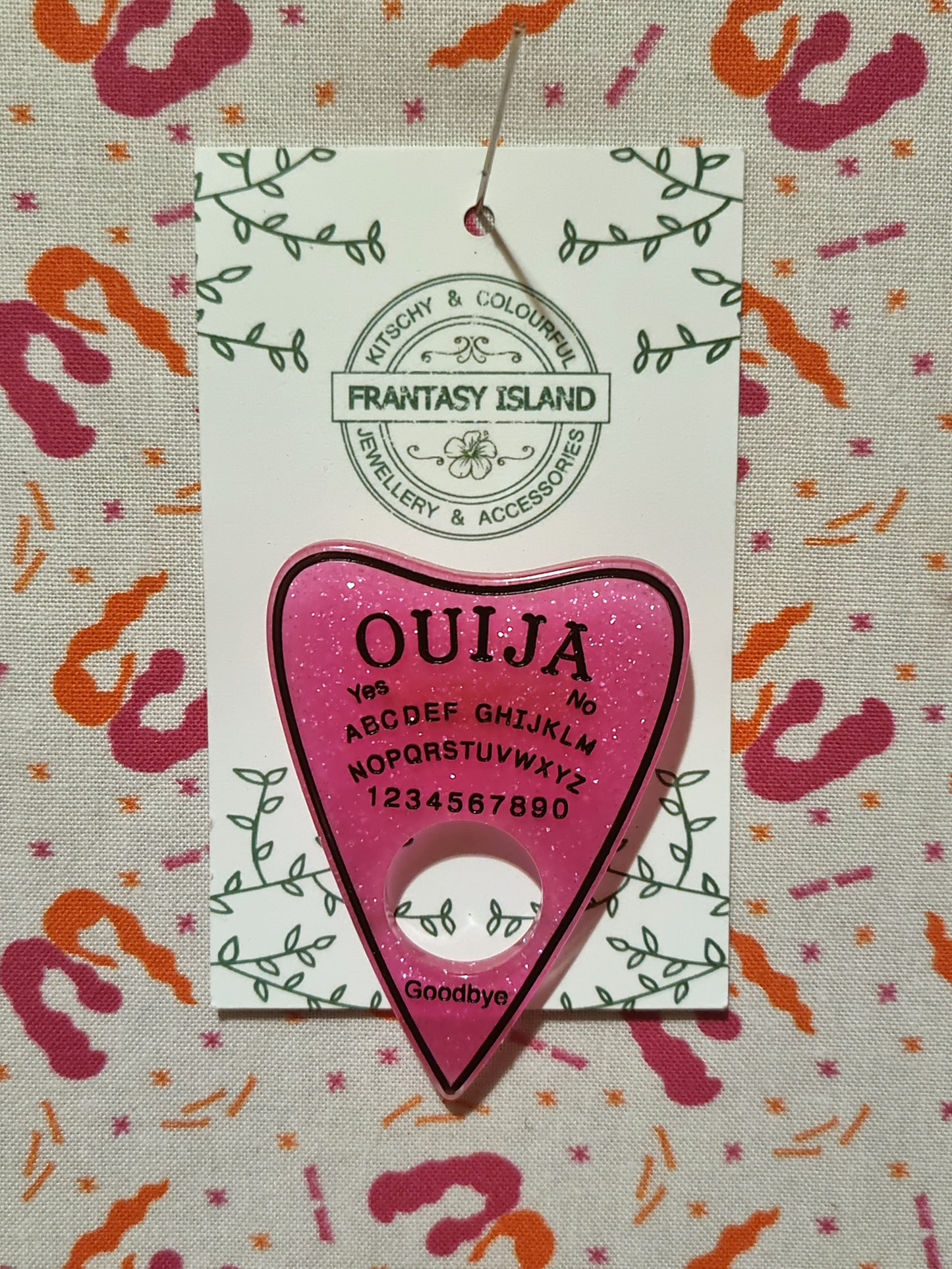 Pink & Black Planchette Brooch