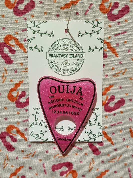 Pink & Black Planchette Brooch