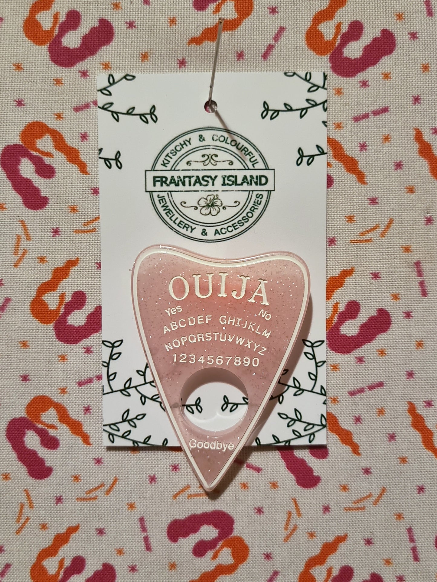 Pink & White Planchette Brooch